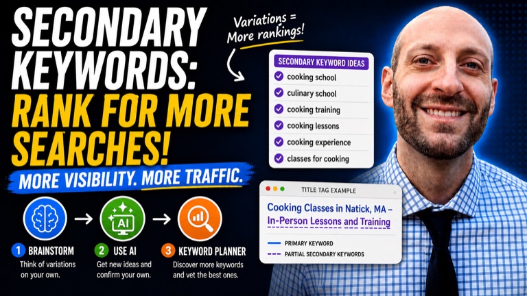 Secondary keyword ideas and a title tag example using primary and partial secondary keywords